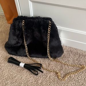 Black Faux Fur Crossbody